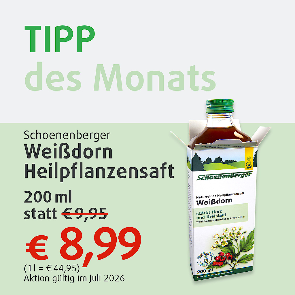 "Im Juli im Angebot: Weißdorn Heilpflanzensaft von hübner!"!"