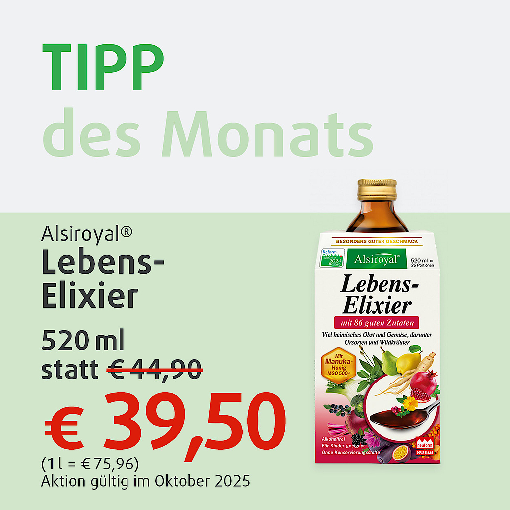 "Im Angebot im Oktober: Alsiroyal, Lebens-Elixier"