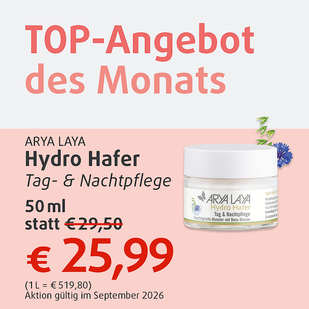 "Diesen Monat im Angebot: Hydro Hafer Tag & Nachtpflege"