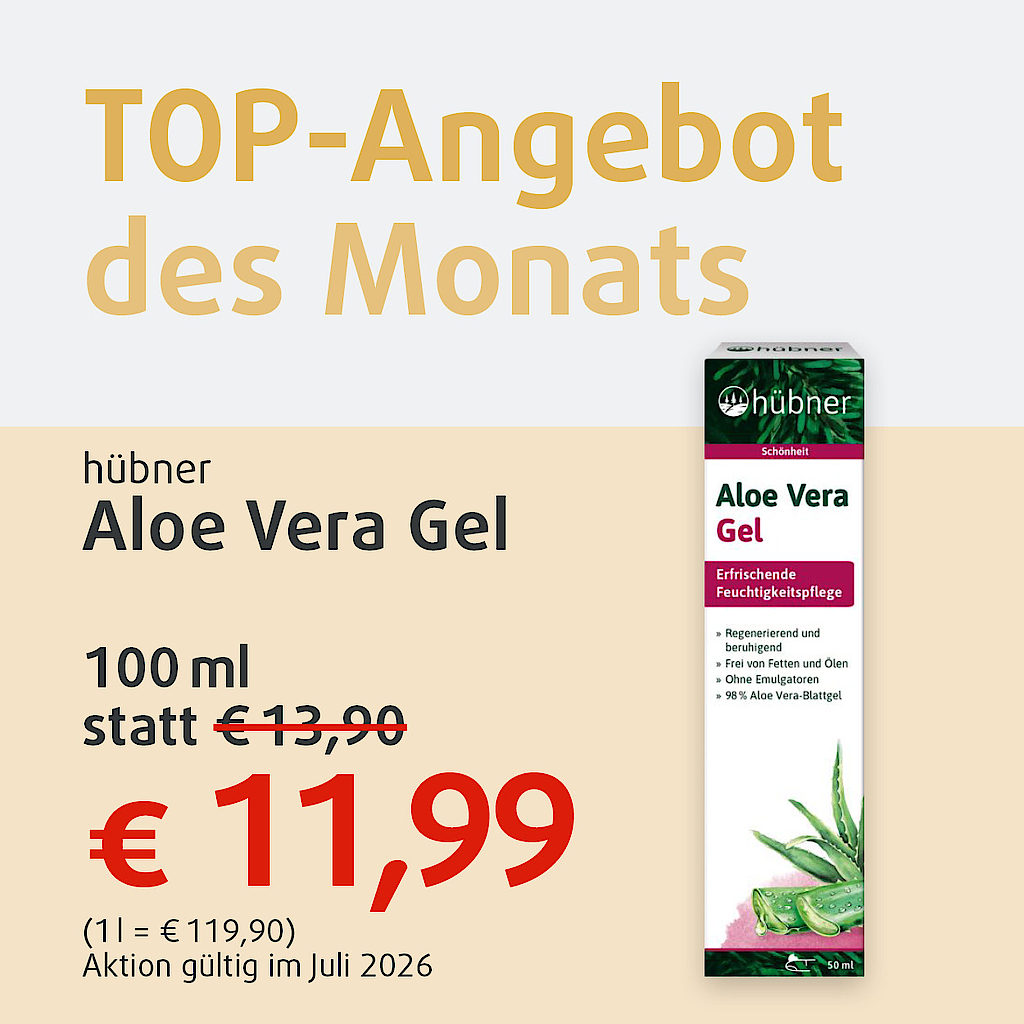"Im Juli im Angebot: Aloe Vera Gel von hübner!"