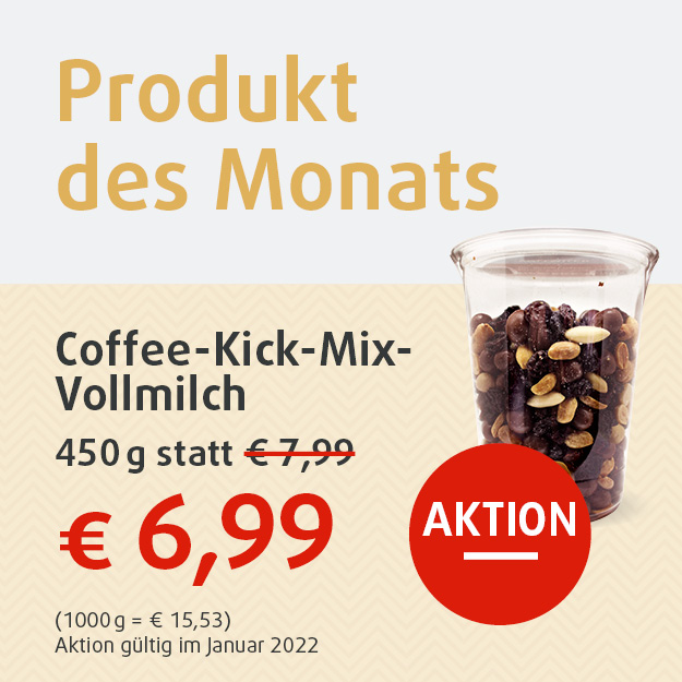 Produkt des Monats: Coffee-Kick-Mix-Vollmilch 450 g für 6,99 €